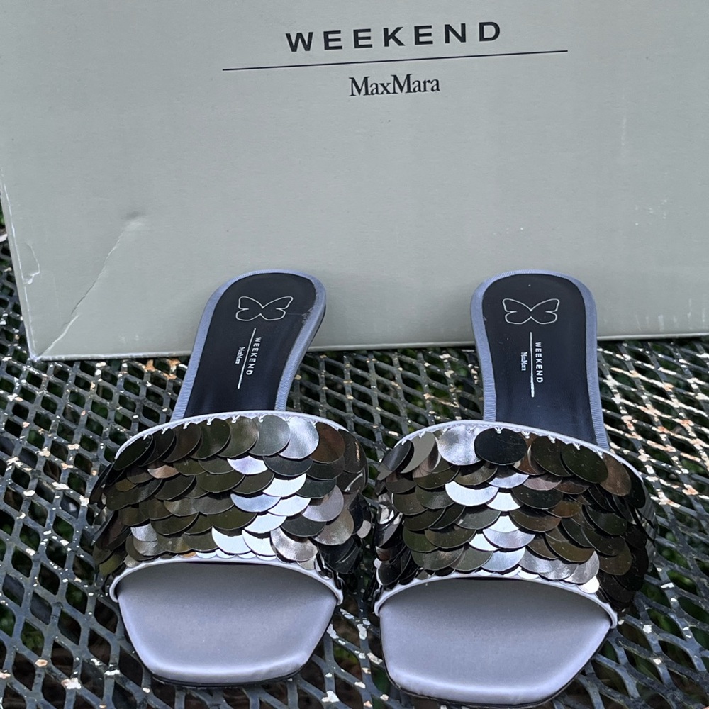 MaxMara Women's Metallic Sequin Slide Sandals